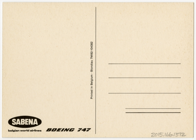 Image: postcard: Sabena Belgian Air Lines, Boeing 747