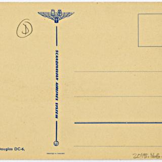 Image #2: postcard: Scandinavian Airlines System (SAS), Douglas DC-6