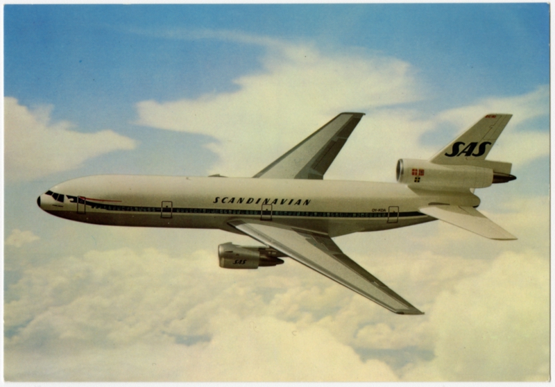 Image: postcard: Scandinavian Airlines System (SAS), McDonnell Douglas DC-10