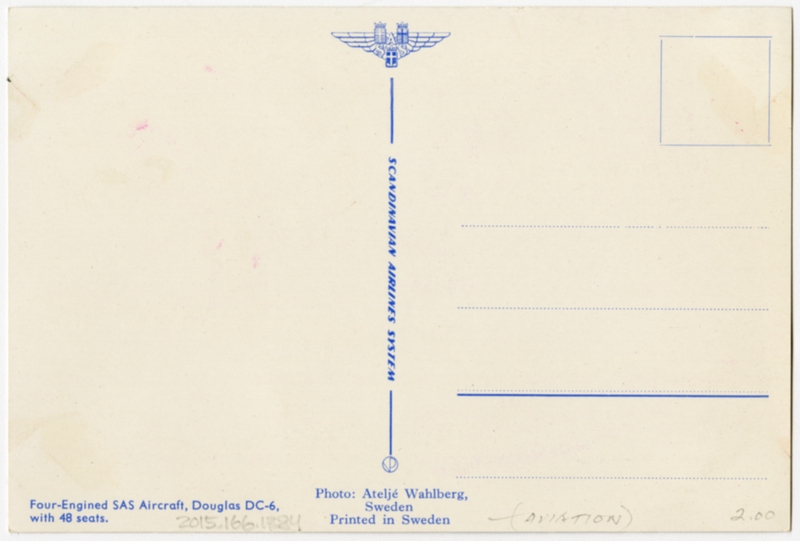 Image: postcard: Scandinavian Airlines System (SAS), Douglas DC-6