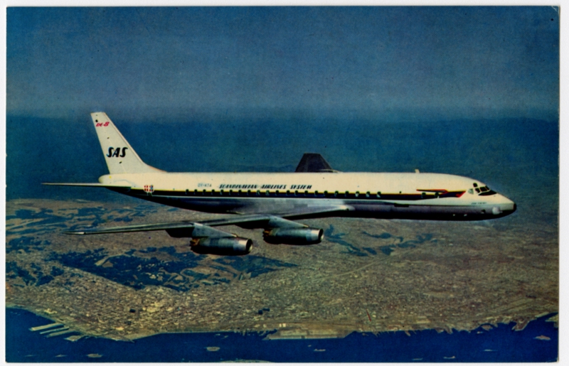 Image: postcard: Scandinavian Airlines System (SAS), Douglas DC-8
