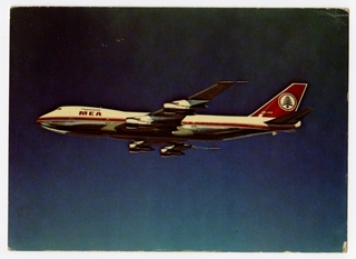 Image: postcard: Middle East Airlines (MEA), Boeing 747