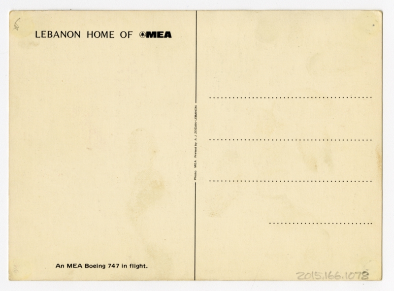 Image: postcard: Middle East Airlines (MEA), Boeing 747