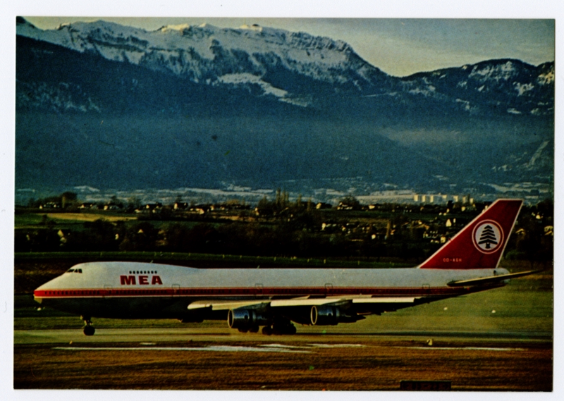 Image: postcard: Middle East Airlines (MEA), Boeing 747-200B