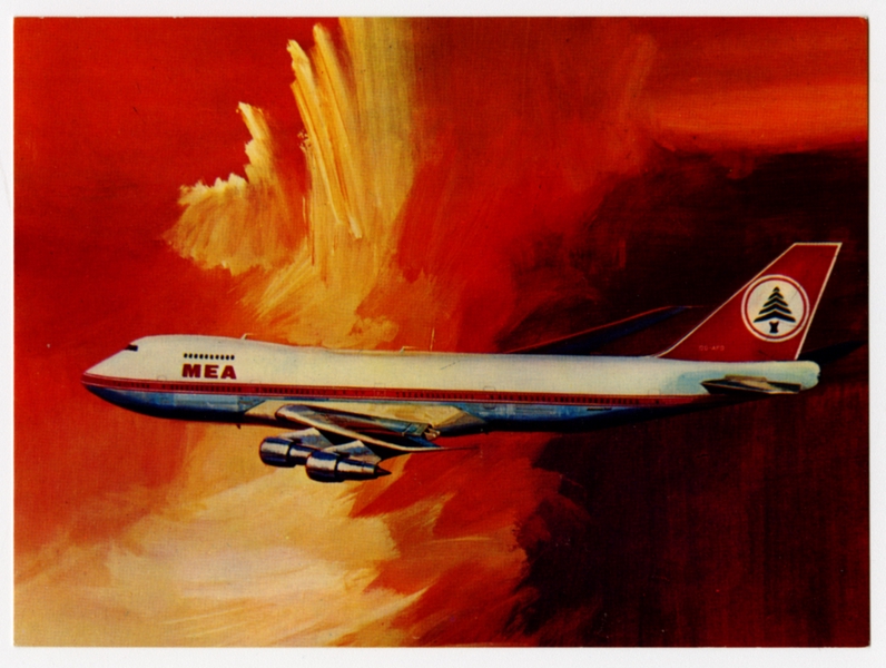 Image: postcard: Middle East Airlines (MEA), Boeing 747