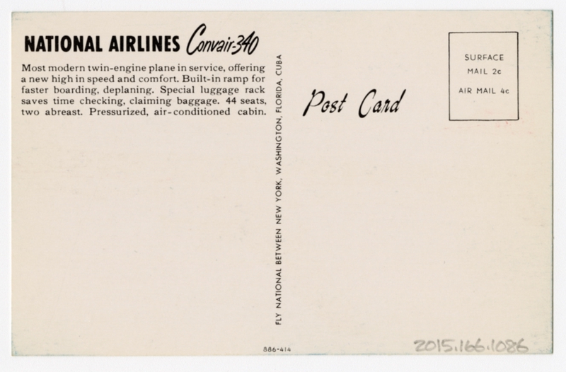 Image: postcard: National Airlines, Convair 340