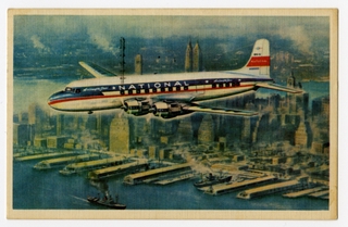 Image: postcard: National Airlines, Douglas DC-6, New York