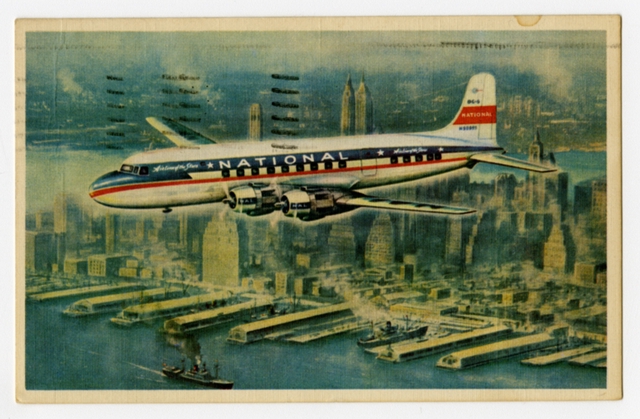 Postcard: National Airlines, Douglas DC-6, New York