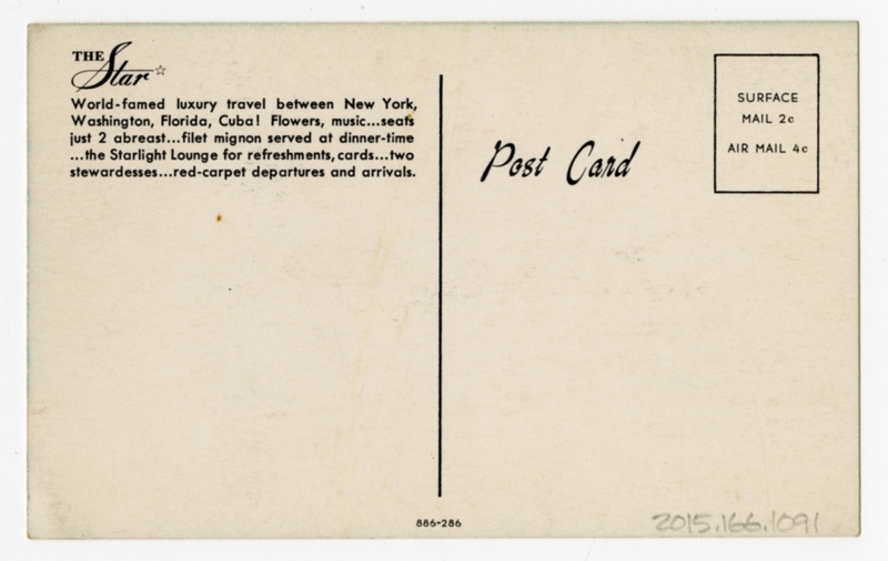 Image: postcard: National Airlines, Douglas DC-6, New York