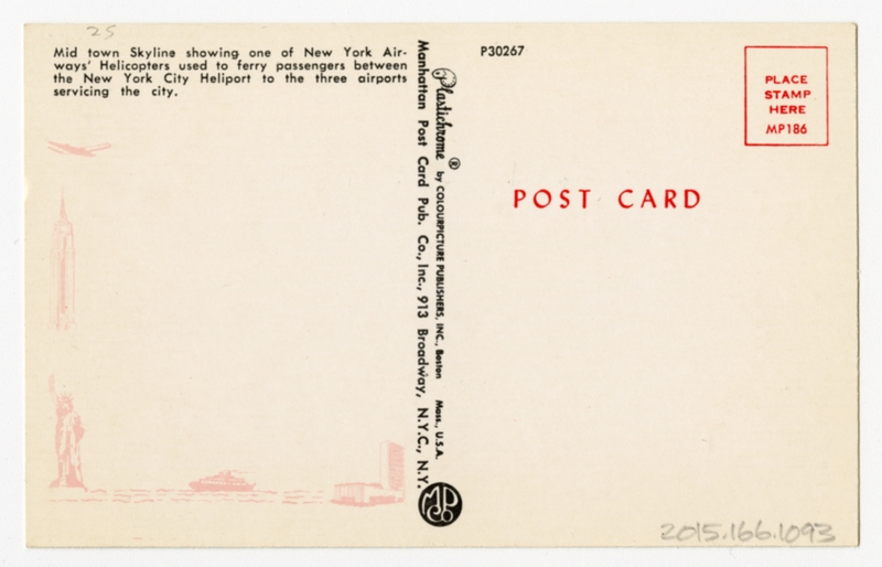 Image: postcard: New York Airways, Vertol 44B, helicopter, New York City