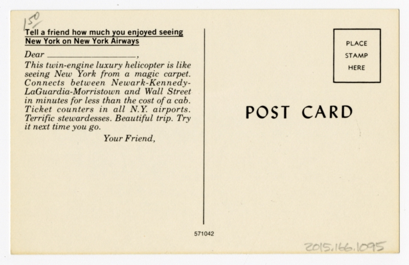 Image: postcard: New York Airways, Vertol V44B, helicopter, New York City