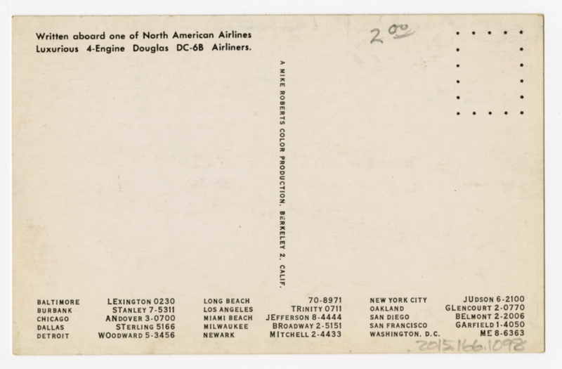 Image: postcard: North American Airlines, Douglas DC-6B