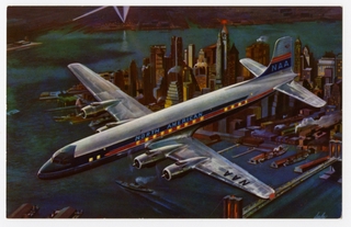 Image: postcard: North American Airlines, Douglas DC-4, New York City