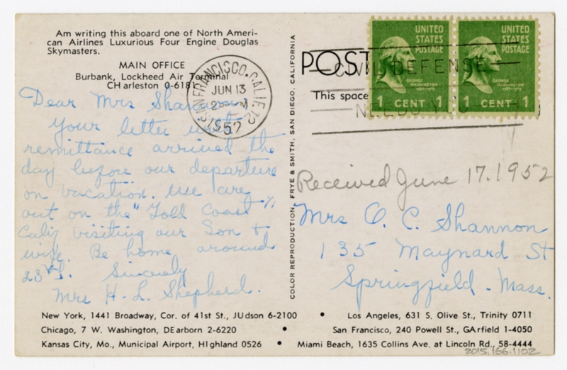 Image: postcard: North American Airlines, Douglas DC-4