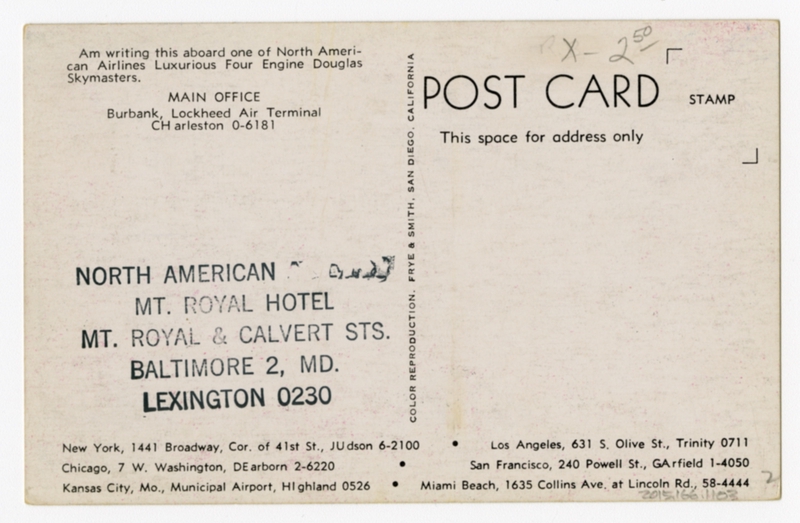 Image: postcard: North American Airlines, Douglas DC-4