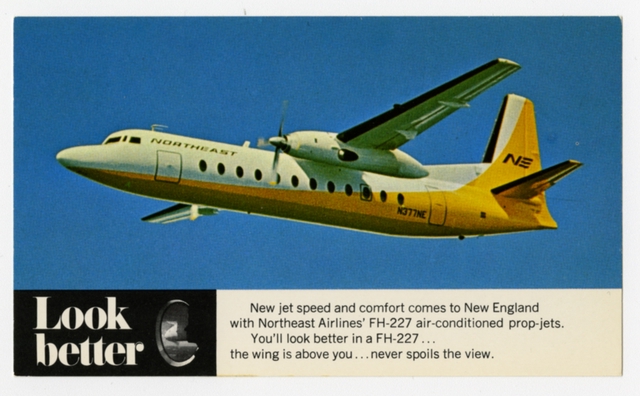 Postcard: Northeast Airlines, Fairchild FH-227 Yellowbird