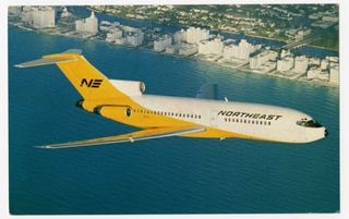 Image: postcard: Northeast Airlines, Boeing 727 Yellowbird, Miami Beach