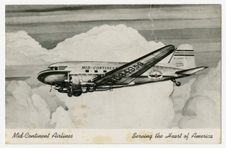 Image: postcard: Mid-Continent Airlines, Douglas DC-3