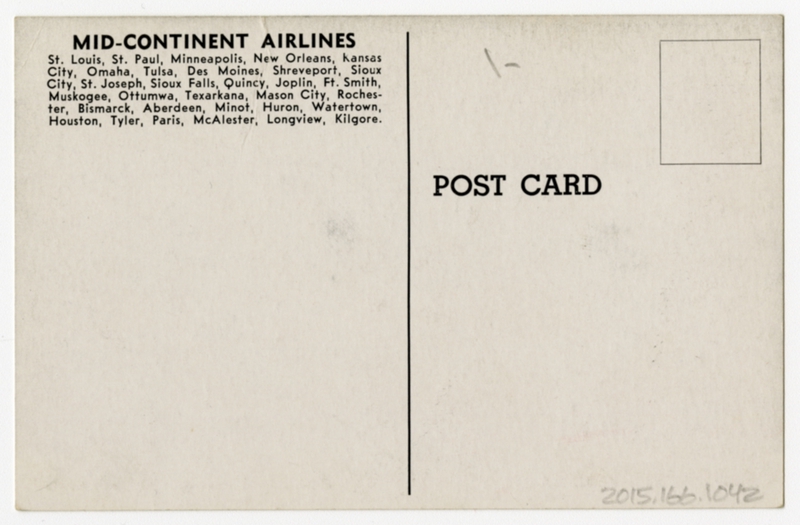 Image: postcard: Mid-Continent Airlines, Douglas DC-3