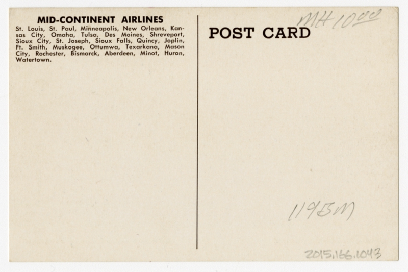 Image: postcard: Mid-Continent Airlines, Douglas DC-3