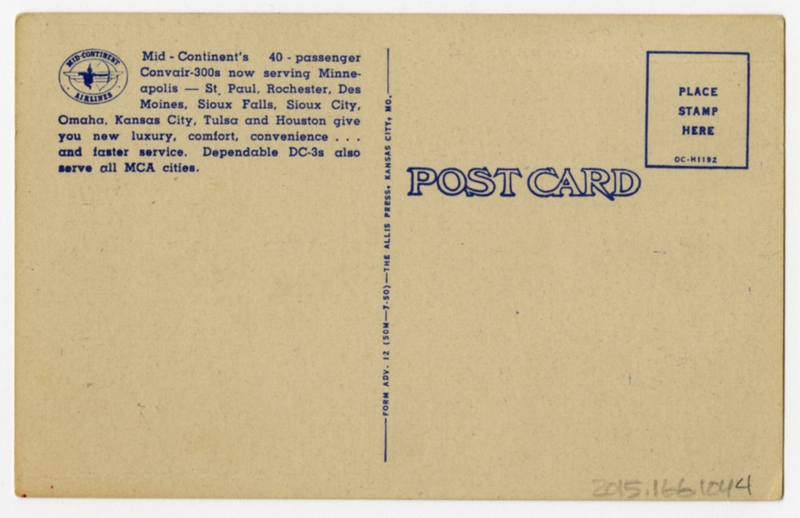 Image: postcard: Mid-Continent Airlines, Convair 300