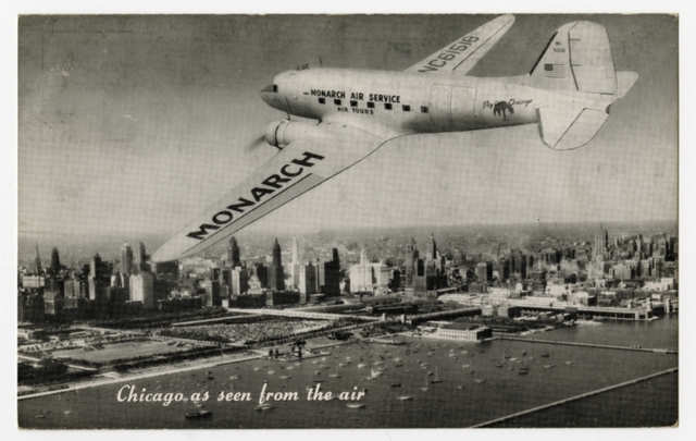Postcard: Monarch Air Service, Douglas DC-3, Chicago