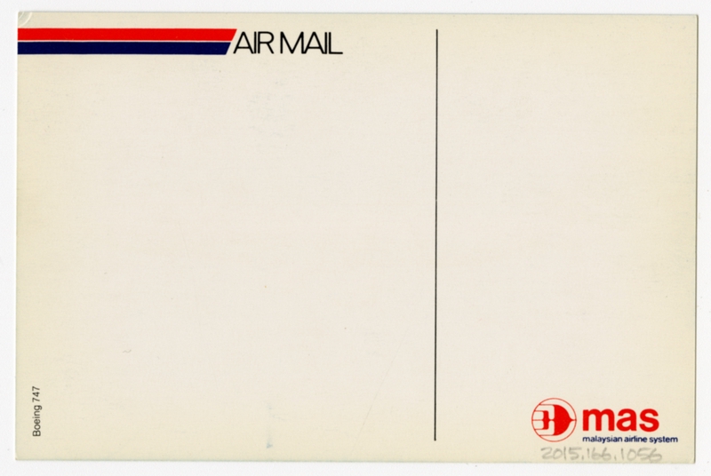 Image: postcard: Malaysian Airline System (MAS), Boeing 747