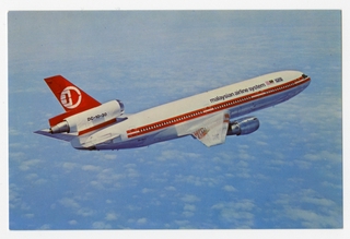 Image: postcard: Malaysian Airline System (MAS), McDonnell-Douglas DC-10-30