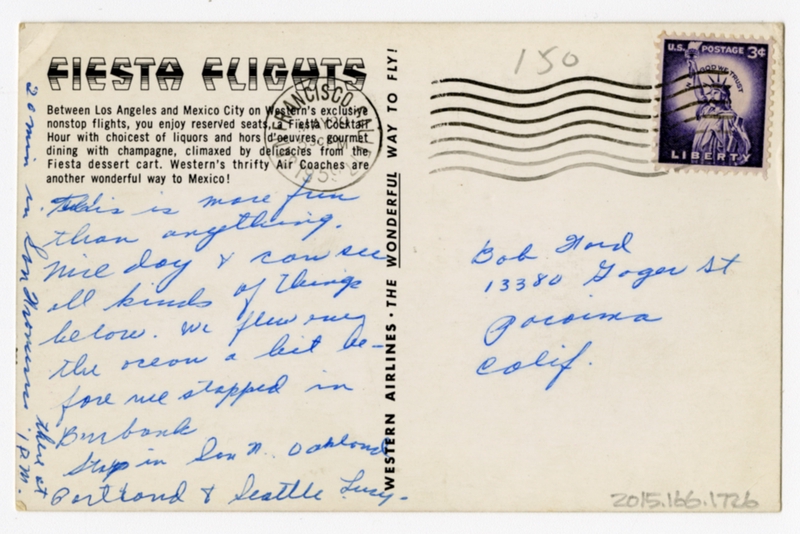 Image: postcard: Western Air Lines