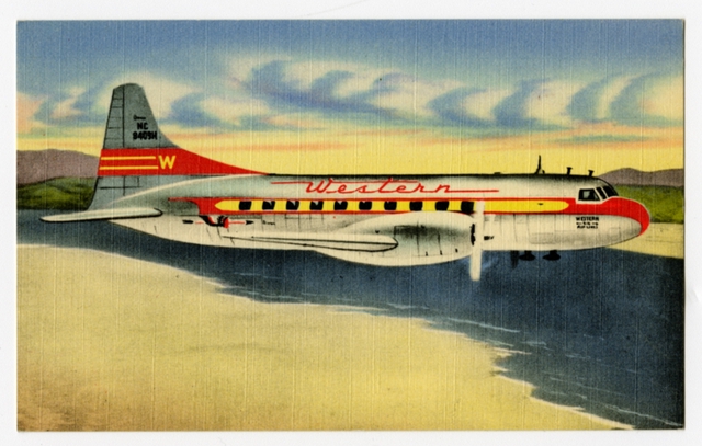 Postcard: Western Air Lines, Convair 240