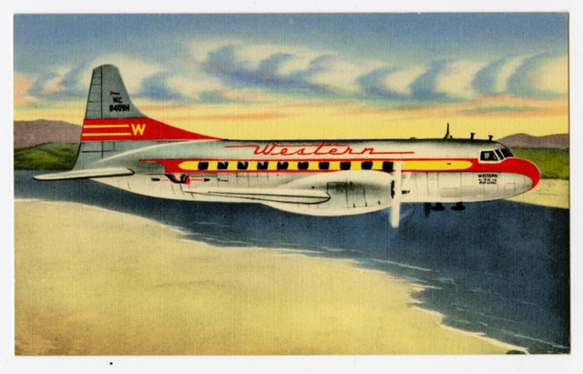 Postcard: Western Air Lines, Convair 240