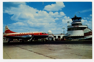 Image: postcard: Western Airlines, Convair 240, Great Falls Airport