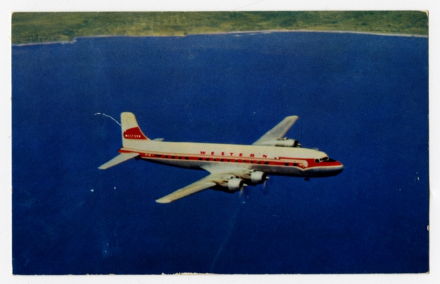 Postcard: Western Airlines, Douglas DC-6B