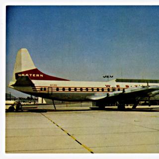 Image #1: postcard: Western Airlines, Lockheed L-188 Electra, Ontario Airport