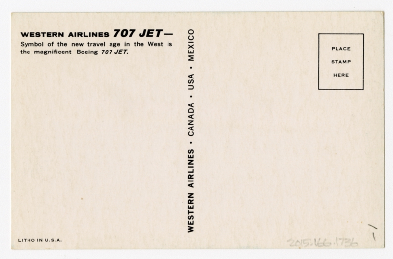 Image: postcard: Western Airlines, Boeing 707