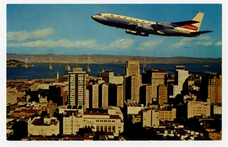 Image: postcard: Western Airlines, Boeing 707, San Francisco