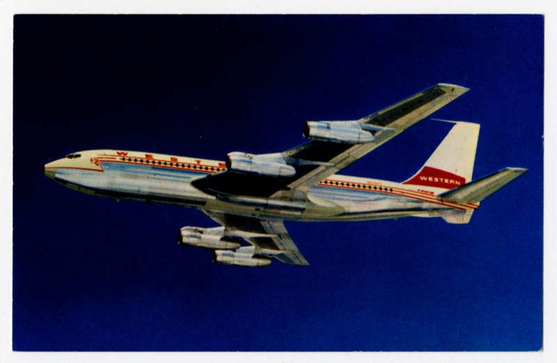 Image: postcard: Western Airlines, Boeing 720B