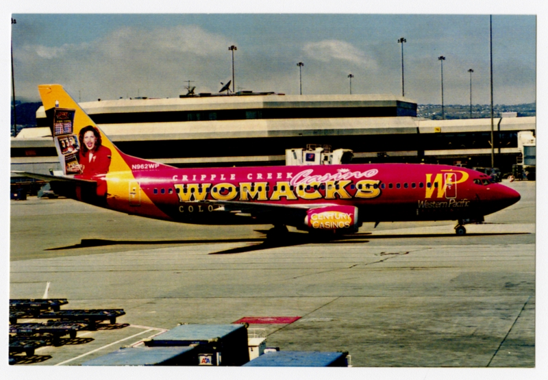 Image: postcard: Western Pacific Airlines, Boeing 737, San Francisco Airport