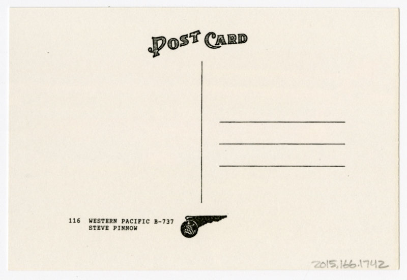 Image: postcard: Western Pacific Airlines, Boeing 737, San Francisco Airport