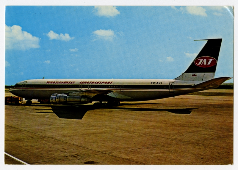 Image: postcard: JAT Yugoslav Airlines, Boeing 707