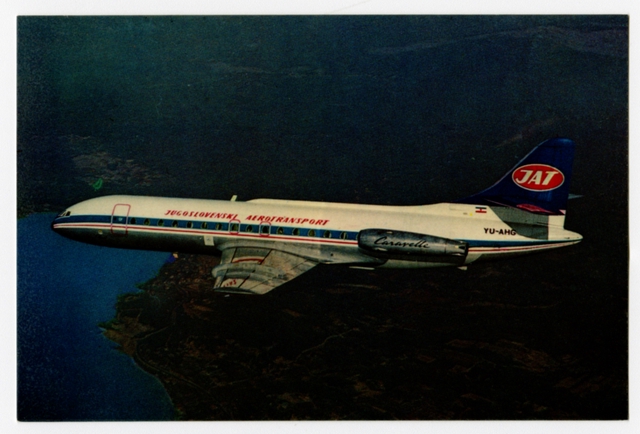 Postcard: JAT Yugoslav Airlines, Sud Aviation SE 210 Caravelle