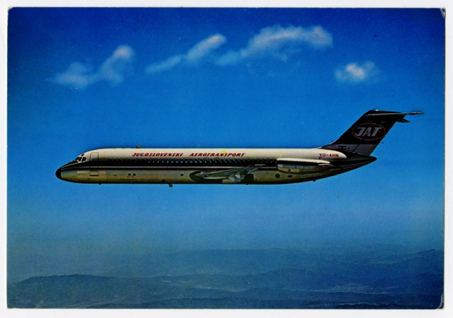 Postcard: JAT Yugoslav Airlines, Douglas DC-9