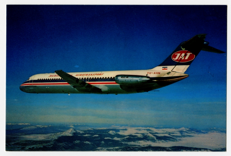 Image: postcard: JAT Yugoslav Airlines, Douglas DC-9