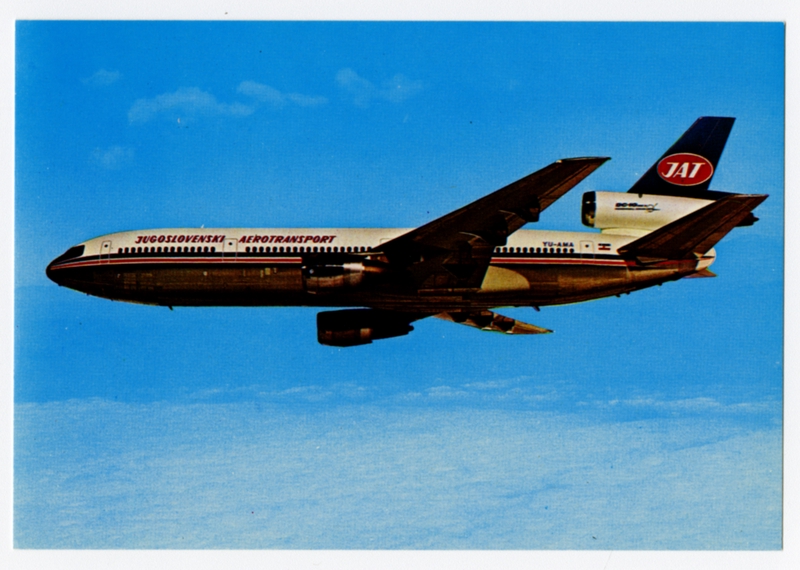Image: postcard: JAT Yugoslav Airlines, McDonnell Douglas DC-10