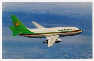 Image: postcard: Zambia Airways, Boeing 737-200