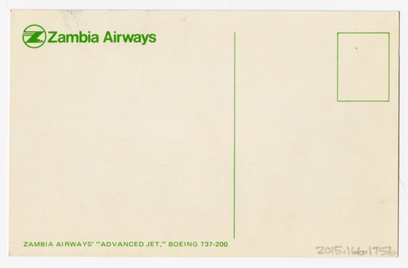 Image: postcard: Zambia Airways, Boeing 737-200