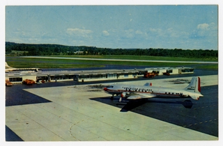 Image: postcard: Albany Airport, Douglas DC-4, American Airlines