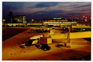 Image: postcard: Amsterdam Airport Schiphol, KLM, BEA, Convair 240, Lockheed TriStar