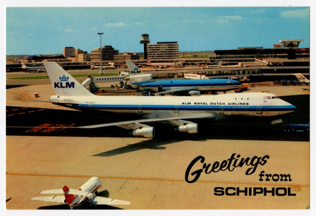 Postcard: Amsterdam Airport Schiphol, KLM (Royal Dutch Airlines)