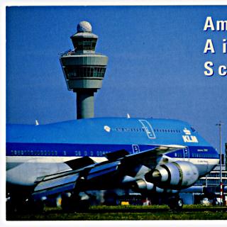 Image #1: postcard: Amsterdam Airport Schiphol, Boeing 747, KLM (Royal Dutch Airlines)